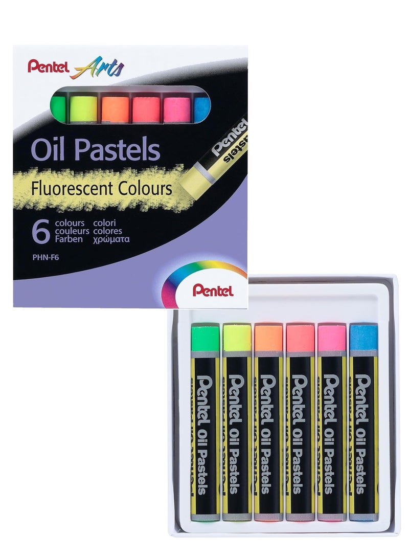 Pentel 6-Piece Oil Pastel Flourescent Colours Multicolour - Image 1