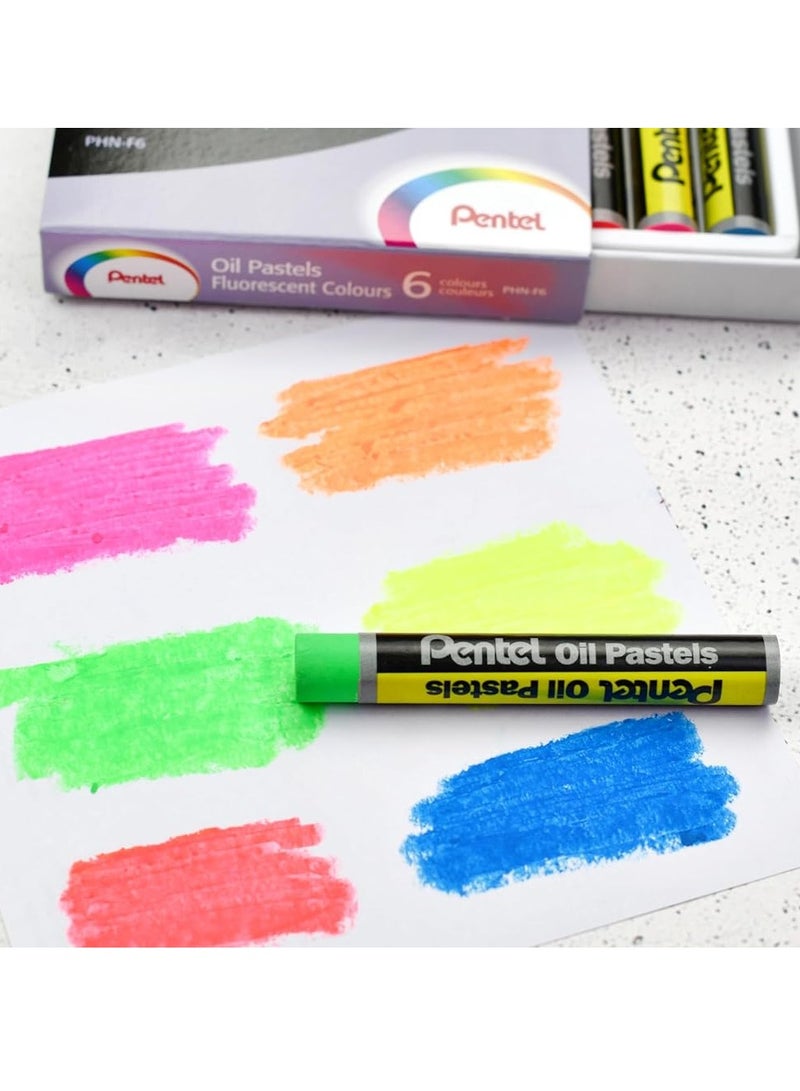 Pentel 6-Piece Oil Pastel Flourescent Colours Multicolour - Image 2