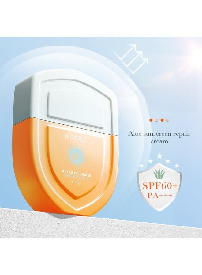 BIOAOUA Sunscreen SPF 60, Aloe Vera Face Sunscreen, ACE UVA/UVB Protection Moisturizer, Non-Toxic, Waterproof, For Face and Body, Sunscreen Lotion (For Face, Neck and Body) 40g - Image 2