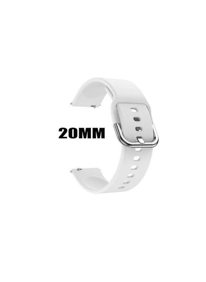 سوار رياضي بديل من السيليكون مقاس 20 مم لهاتف سامسونج جلاكسي أكتيف 2 40 44 مم - أبيض - Image 1