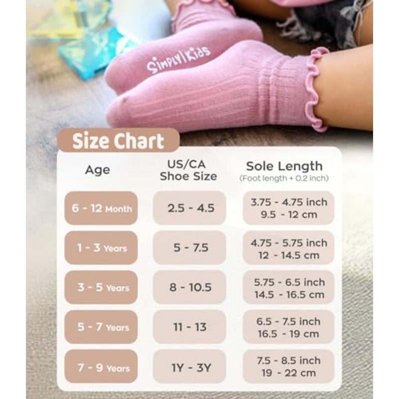 6 pairs of pleated socks for toddlers, 0-9 years old, non-slip socks for baby girls - Image 5