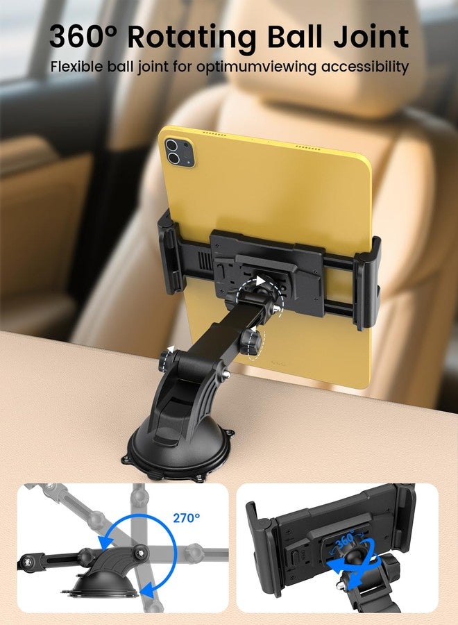 OHLPRO Tablet Mount for Car Suction Cup Holder for Dashboard & Windshield Adjustable Clamp Stand with Telescopic Arm Compatible with 5"-13" iPad Pro/Air/Mini, Galaxy Tab, Kindle Fire, Surface - Image 4