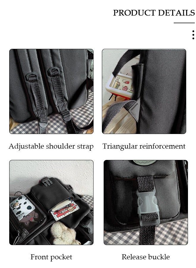 DUNISO School Backpack with Pencil Case and  Doll Pendant Waterproof Book Bag with Compartments for Teen Kid Students Elementary School Kids' School Bag With Large Capacity - Image 2