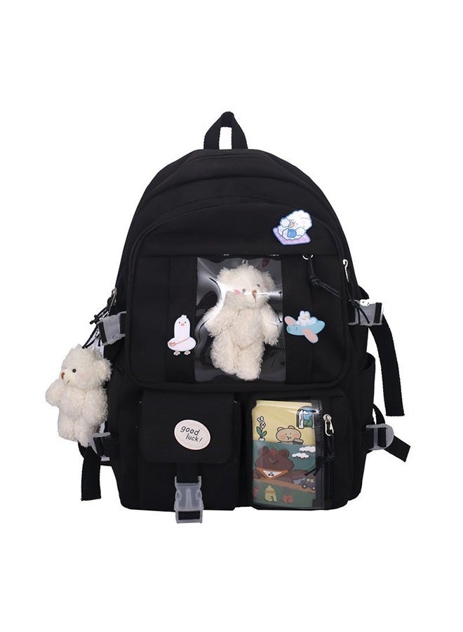 DUNISO School Backpack with Pencil Case and  Doll Pendant Waterproof Book Bag with Compartments for Teen Kid Students Elementary School Kids' School Bag With Large Capacity - Image 4
