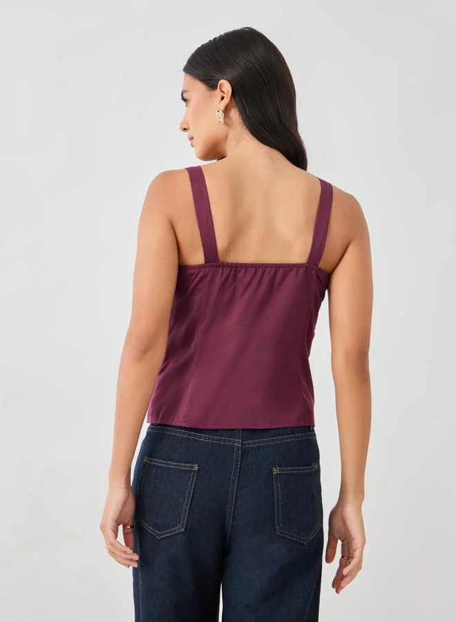 Styli Styli Strappy Buttoned Asymmetric Hem Waistcoat
