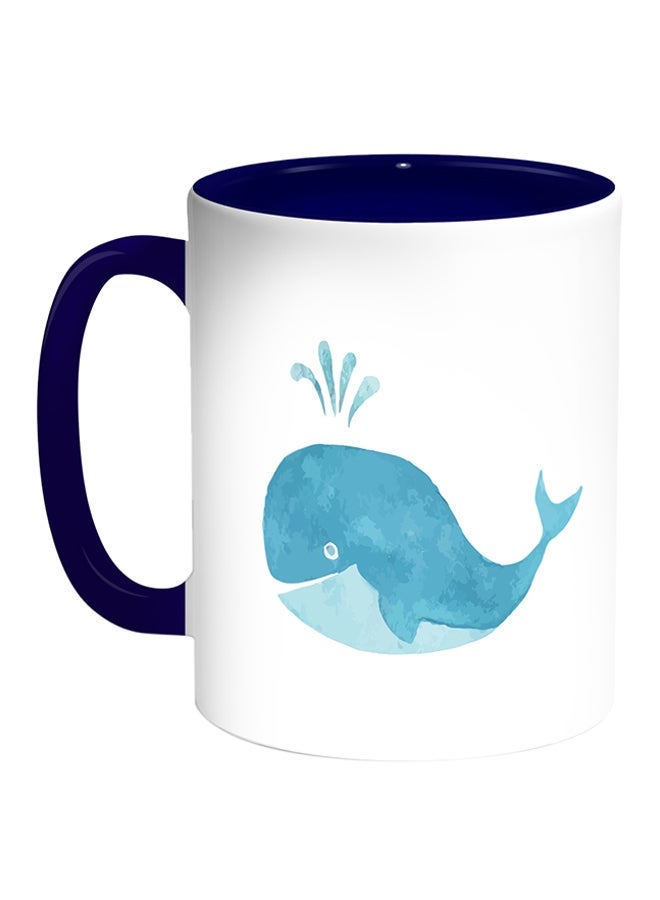 RYN Whale Printed Coffee Mug White/Blue 11ounce