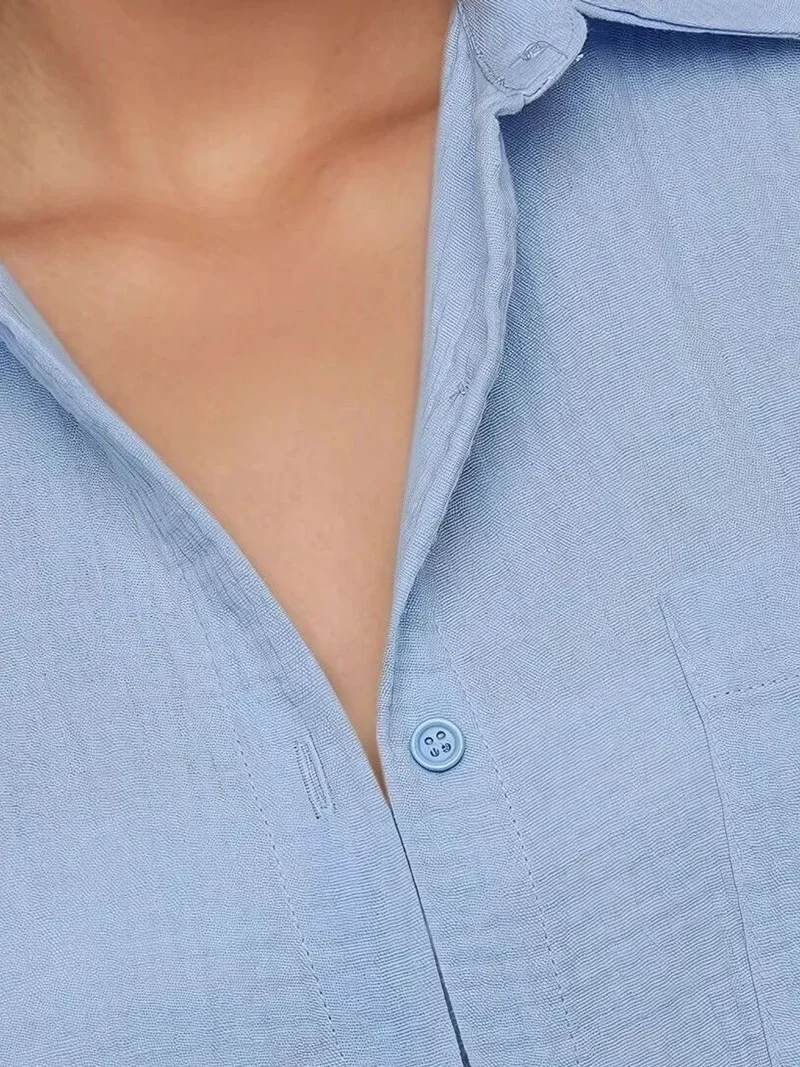 HICCUP  Oversized Cotton Shirt with Pocket Detail for Women | Best Price UAE