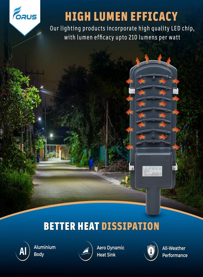 Forus LED Street Light 20W Waterproof IP66 Outdoor Yellow Street Lamp for Home Garden Parking Lot Road Pathway Highway Warehouse Factory Yard Driveway Pole Mounted Streetlight 5 Years Warranty 1Pc - Image 3