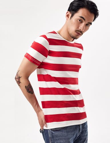 Zbrandy Wide Striped T Shirt for Men Sailor Tee Red White Black Navy Stripes Top Basic - Image 4