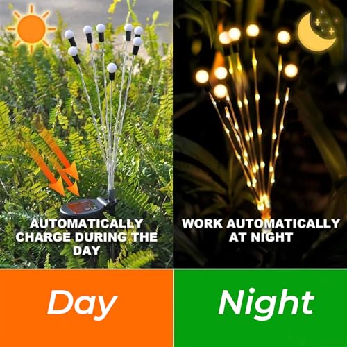 GIGAWATTS GW-504 Solar Garden Light – 8 LED Firefly Lights Outdoor Waterproof, Automatic Lawn, Pathway, Yard, Patio, Deck Decorative Solar Lighting for Garden (Pack of 1, Warm White) - Image 4