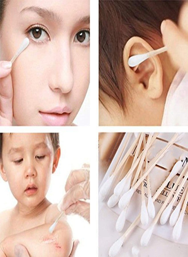 XMHF 2Pack Cotton Swabs Natural Double Tipped Cotton Buds with Strong Wooden Sticks, Cruelty-Free Ear Swabs - Image 2