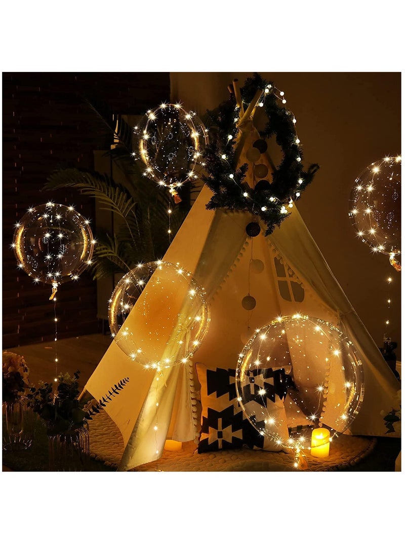 SOLARAE بالونات بوبو مضيئة LED، بالونات هيليوم شفافة متوهجة مع أضواء خيط LED دافئة بيضاء، زينة بالونات 20" لحفلات عيد الميلاد والزفاف والمناسبات، 7 بالونات و7 أضواء خيط - Image 2