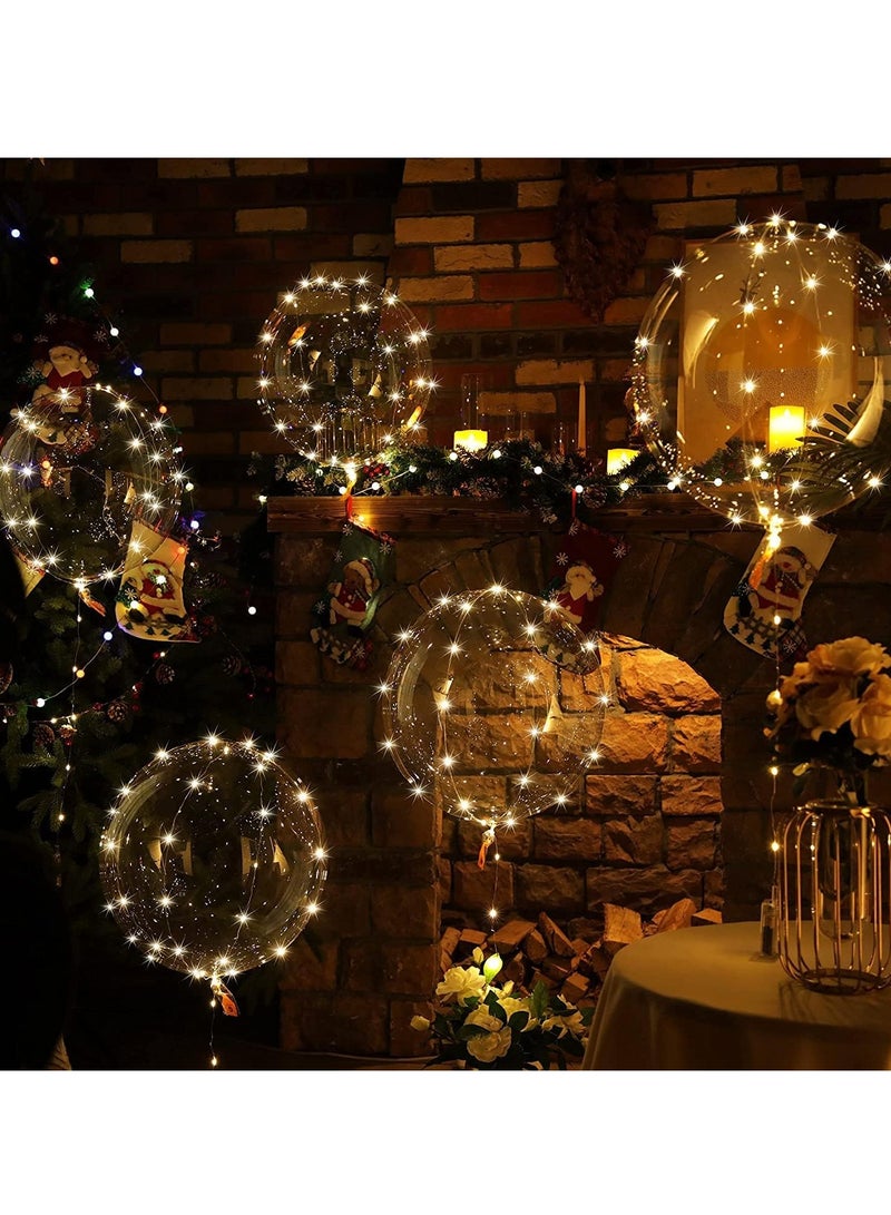 SOLARAE بالونات بوبو مضيئة LED، بالونات هيليوم شفافة متوهجة مع أضواء خيط LED دافئة بيضاء، زينة بالونات 20" لحفلات عيد الميلاد والزفاف والمناسبات، 7 بالونات و7 أضواء خيط - Image 3