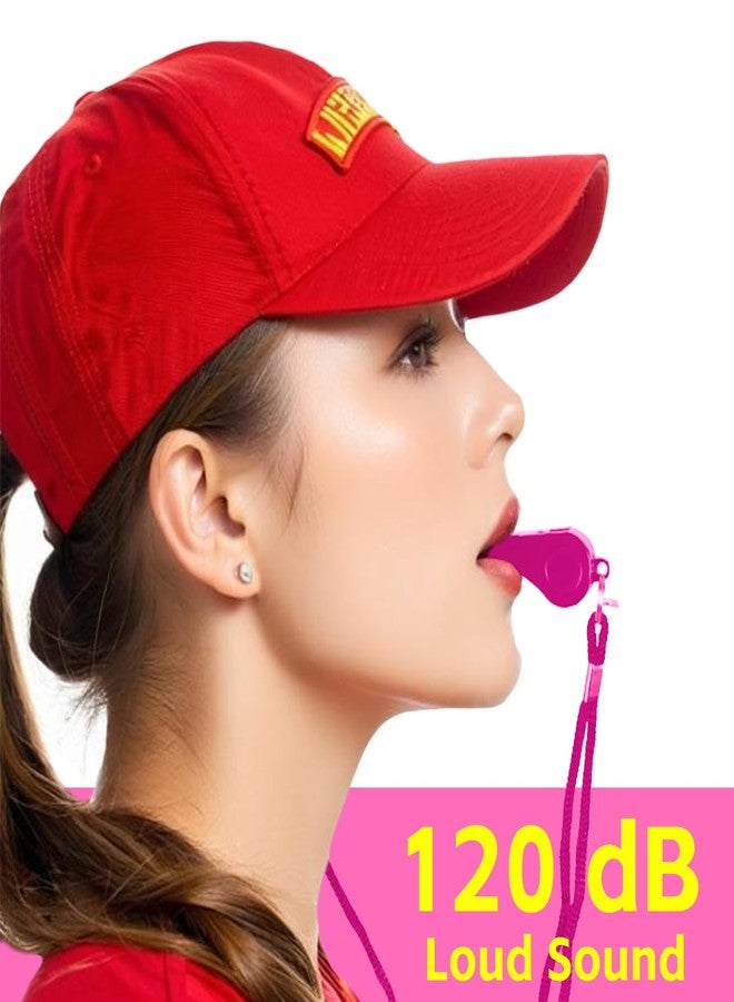 uadbau Pink Whistle, Plastic Whistle Emergency with Lanyard and Mouthpiece - Loud Crisp Sound for Coaches, Lifeguard, Teachers, Training, and Outdoor Safety (2 Pack) - Image 2