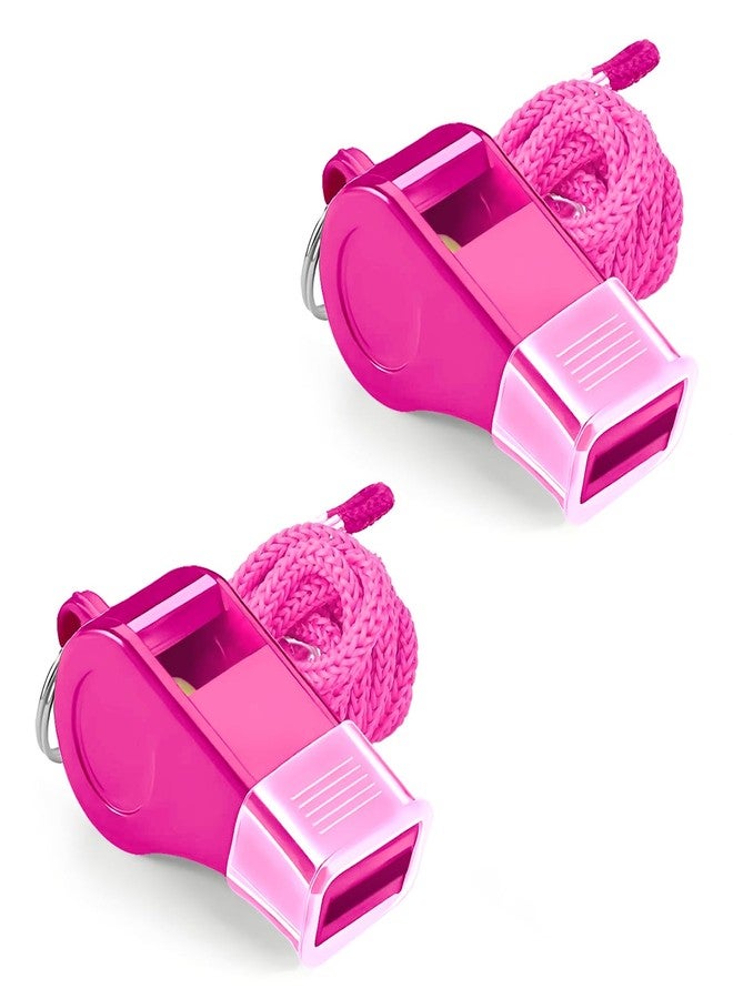 uadbau Pink Whistle, Plastic Whistle Emergency with Lanyard and Mouthpiece - Loud Crisp Sound for Coaches, Lifeguard, Teachers, Training, and Outdoor Safety (2 Pack) - Image 1