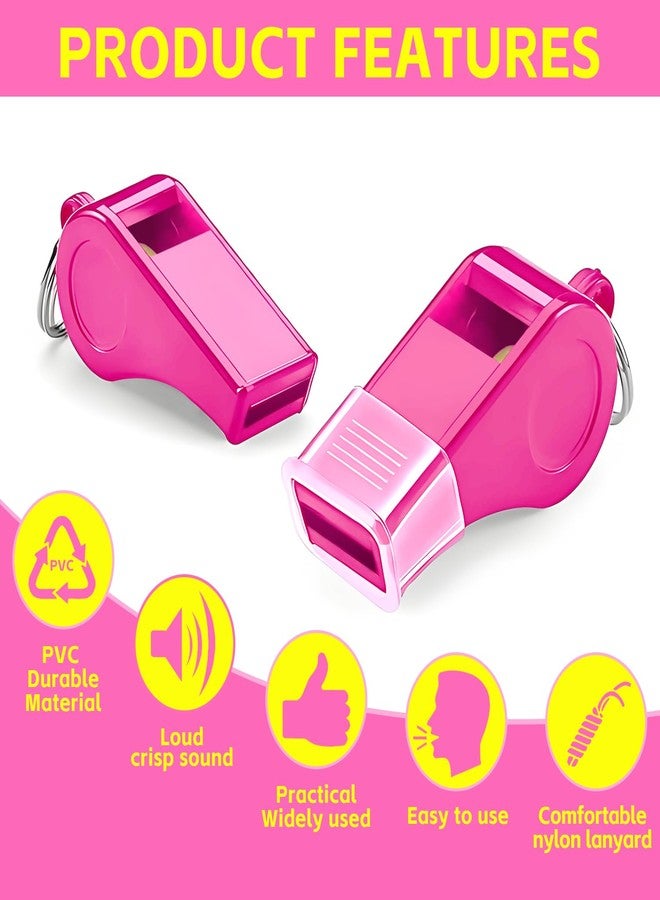 uadbau Pink Whistle, Plastic Whistle Emergency with Lanyard and Mouthpiece - Loud Crisp Sound for Coaches, Lifeguard, Teachers, Training, and Outdoor Safety (2 Pack) - Image 5