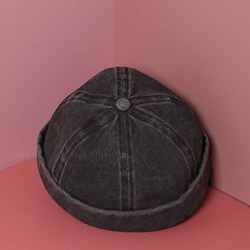 French Accent Men Black Light-Washed Denim Beanie Hat for Outdoor Everyday Wear | UV Protection | Lightweight | Packable | Quick-Drying | Fashion Casual Headwear Accessories for Men and Boys - Image 3