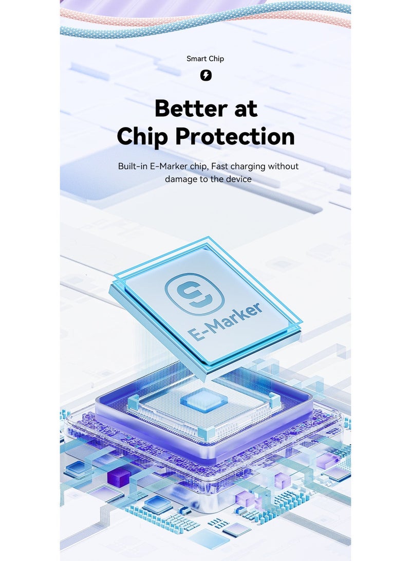 ايساجر كابل شحن سريع من إساجر 5 أمبير بقدرة 100 واط تايب سي إلى تايب سي، متوافق مع PD3.0 وQC3.0، مضفر من النايلون، بطول 2 متر – أسود - Image 4