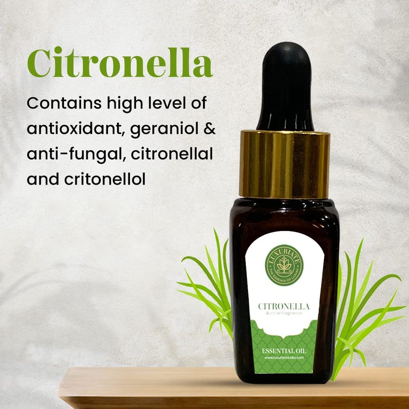 LUXURIATE LUXURIATE 100 Pure Natural Citronella Essential Oil for Hair Growth Skin Face Acne Aroma Oil for Diffuser HomeFragrance10ml  - Image 5