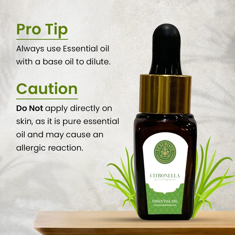 LUXURIATE LUXURIATE 100 Pure Natural Citronella Essential Oil for Hair Growth Skin Face Acne Aroma Oil for Diffuser HomeFragrance10ml  - Image 3