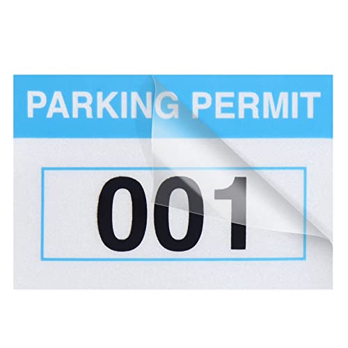 Juvale 100 Pack Parking Permit Stickers with Front Adhesive, Car Windshield Decals Numbered 001-100 (Light Blue, 3 x 2 in) - Image 3