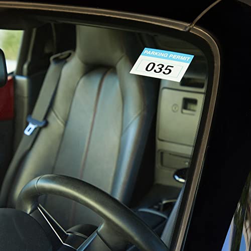 Juvale 100 Pack Parking Permit Stickers with Front Adhesive, Car Windshield Decals Numbered 001-100 (Light Blue, 3 x 2 in) - Image 2