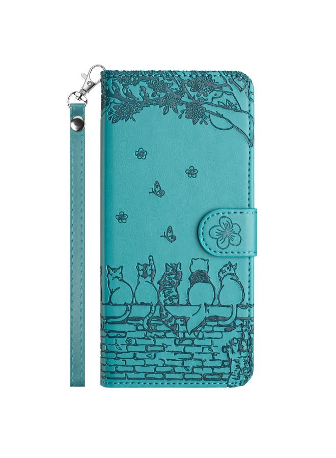 Zaboon Case For iPhone 13 Pro Cat Embossing Pattern Leather Phone Case with Lanyard - Image 2