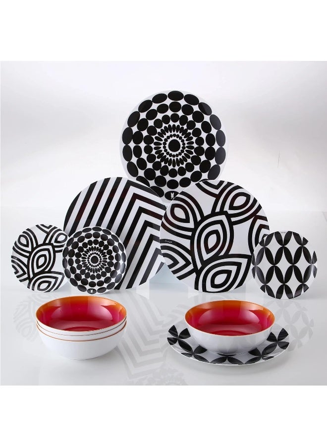 French Bull 12Piece Dinnerware Set Black & White - Image 4