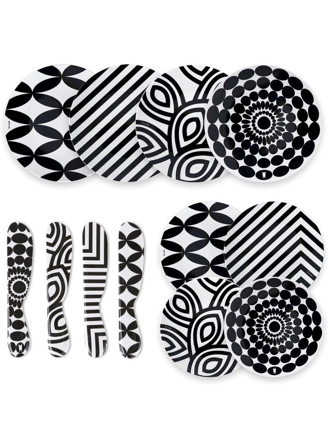 French Bull 12Piece Dinnerware Set Black & White - Image 1