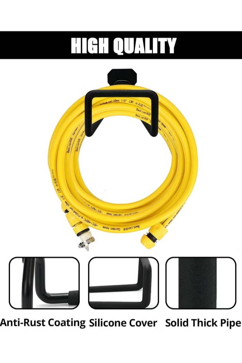 الروهيت حامل خراطيم معدني عالي التحمل، منظم تخزين مثبت على الحائط للحديقة والجراج وغرفة المرافق - Image 4