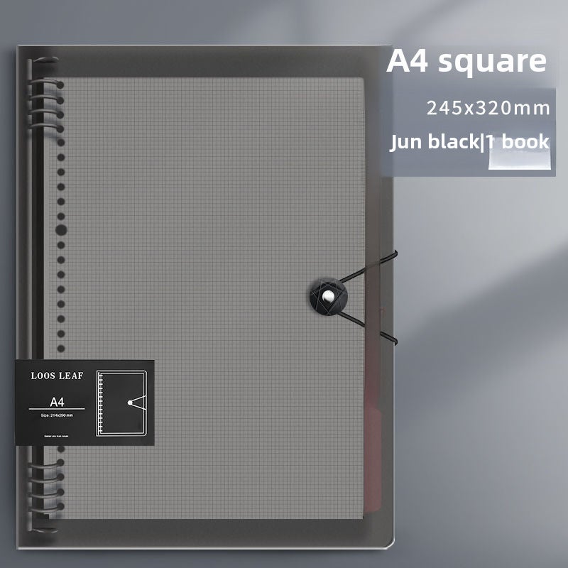 Generic B5 Detachable Notebook A5 Thick Grid A4 Clamp Binder College(Advanced Black) 1 shell +60 inner pages upgraded A4 grid inner pages-30 holes (Advanced Black) 1 shell +60 inner pages upgraded A4 grid inner pages-30 holes 