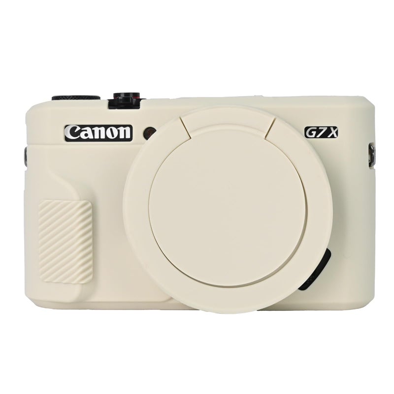 Easy Hood G7X Mark II Case Protective Case for Canon Powershot G7X Mark II Digital Camera Removable Lens Cover Silicone Sleeve Soft Camera Cover Rubber Protective Body Skin Beige - Image 2