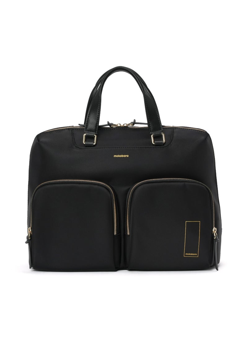 Mokobara The Bliss Briefcase - Premium Vegan Leather Material | Money Moves, Black - Image 1