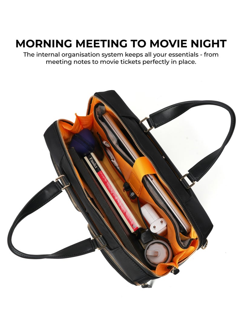 Mokobara The Bliss Briefcase - Premium Vegan Leather Material | Money Moves, Black - Image 3