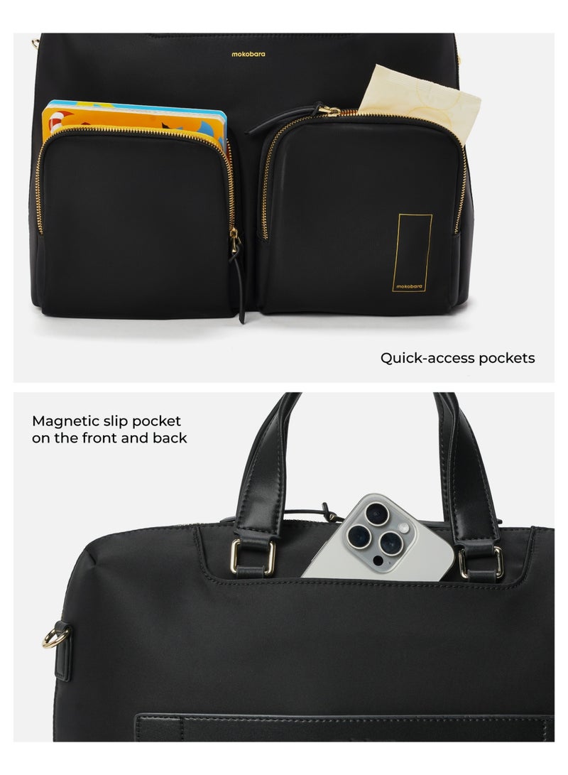 Mokobara The Bliss Briefcase - Premium Vegan Leather Material | Money Moves, Black - Image 5