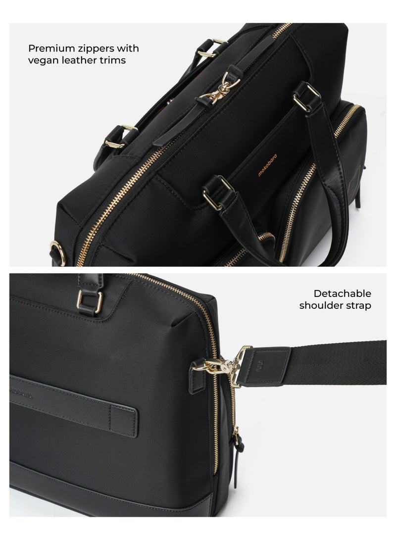Mokobara The Bliss Briefcase - Premium Vegan Leather Material | Money Moves, Black - Image 4