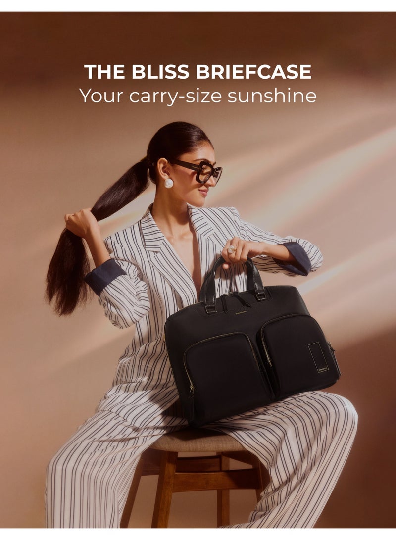 Mokobara The Bliss Briefcase - Premium Vegan Leather Material | Money Moves, Black - Image 2