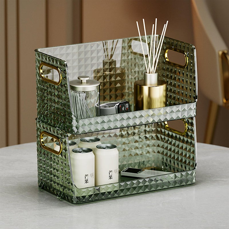 Kuber Industries Kuber Industries Pack of 3 Multipurpose Jewellery and Cosmetic Storage Container| Makeup Perfume Organiser | Dressing Table organiser tray | Skincare Storage Box | YM.6585D | Dark Green  - Image 2