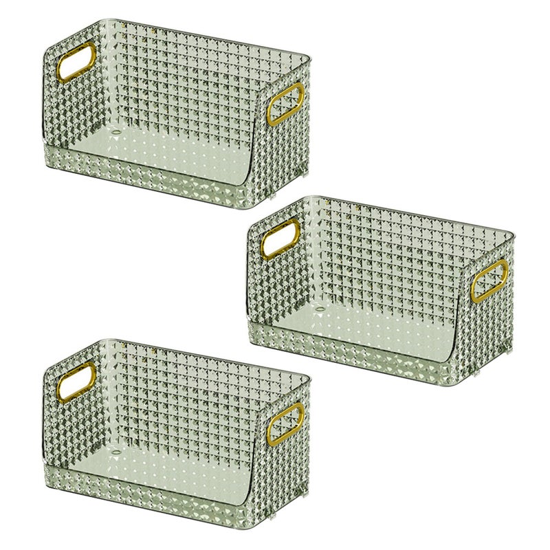 Kuber Industries Kuber Industries Pack of 3 Multipurpose Jewellery and Cosmetic Storage Container| Makeup Perfume Organiser | Dressing Table organiser tray | Skincare Storage Box | YM.6585D | Dark Green  - Image 1