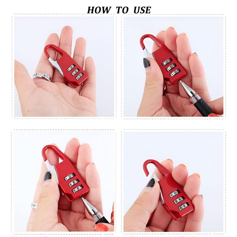 Security Lock-3-digit lock for travel bags, laptops, cabinets and more! (4 pcs) - Image 4