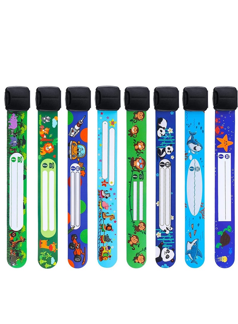 SYOSI 16 Pieces Children Safety ID Wristband Reusable Identification Bracelet Adjustable Waterproof Bands for Boys and Girls, (Cool Style) 8 Styles - Image 1