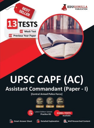 UPSC CAPF AC (Assistant Commandant) Paper-1 Exam 2024 (English Edition) - 10 Full Length Mock Tests and 3 Previous Year Papers (1600 Solved Questions) with Free Access to Online Tests - pzsku/ZBCC4696CC6B988717F40Z/45/1752406634/51a5b5fc-3870-472d-8f74-d14ca560a51f