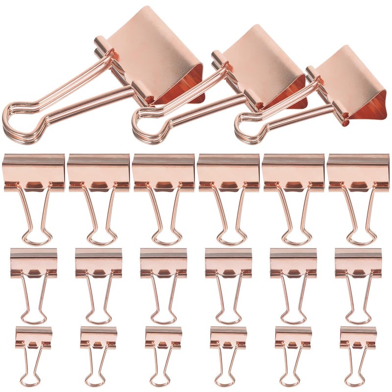 Rose Gold Metal Binder Clips Set 30pcs Multi Size for Office School Home Document Organization - Image 2
