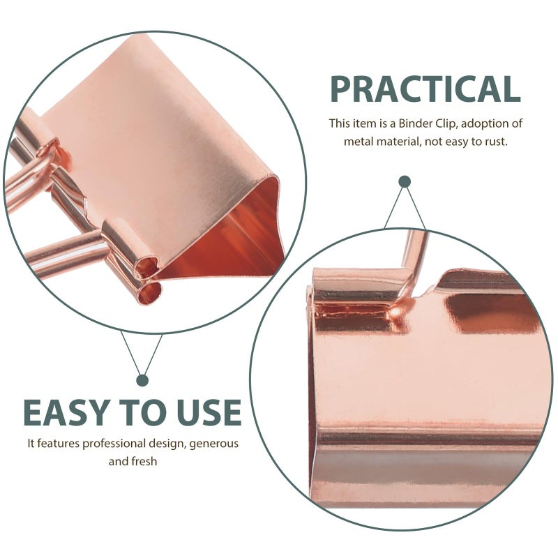 Rose Gold Metal Binder Clips Set 30pcs Multi Size for Office School Home Document Organization - Image 4