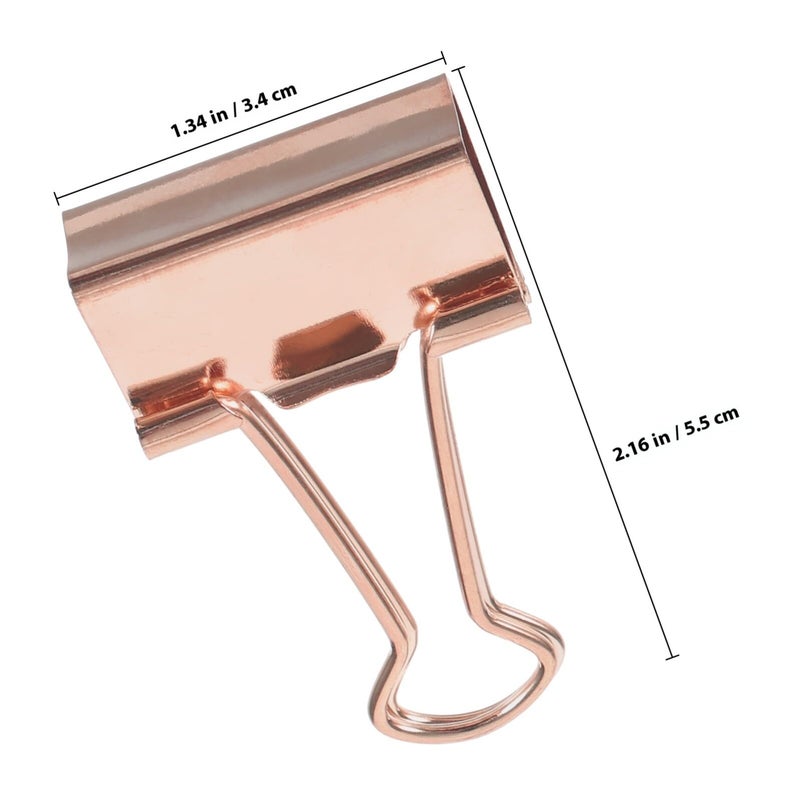 Rose Gold Metal Binder Clips Set 30pcs Multi Size for Office School Home Document Organization - Image 3