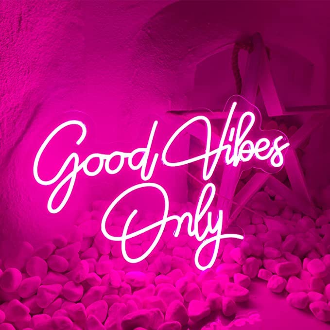 VYNES Good Vibes Only LED Neon Signs Light LED Art Decorative Sign - Wall Decor/Table Decor, Home Decor for Wedding Party Kids Room Living Room House Bar Pub Hotel Beach (18 x 12 Inches) (Pink) - Image 5