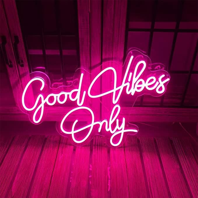 VYNES Good Vibes Only LED Neon Signs Light LED Art Decorative Sign - Wall Decor/Table Decor, Home Decor for Wedding Party Kids Room Living Room House Bar Pub Hotel Beach (18 x 12 Inches) (Pink) - Image 4