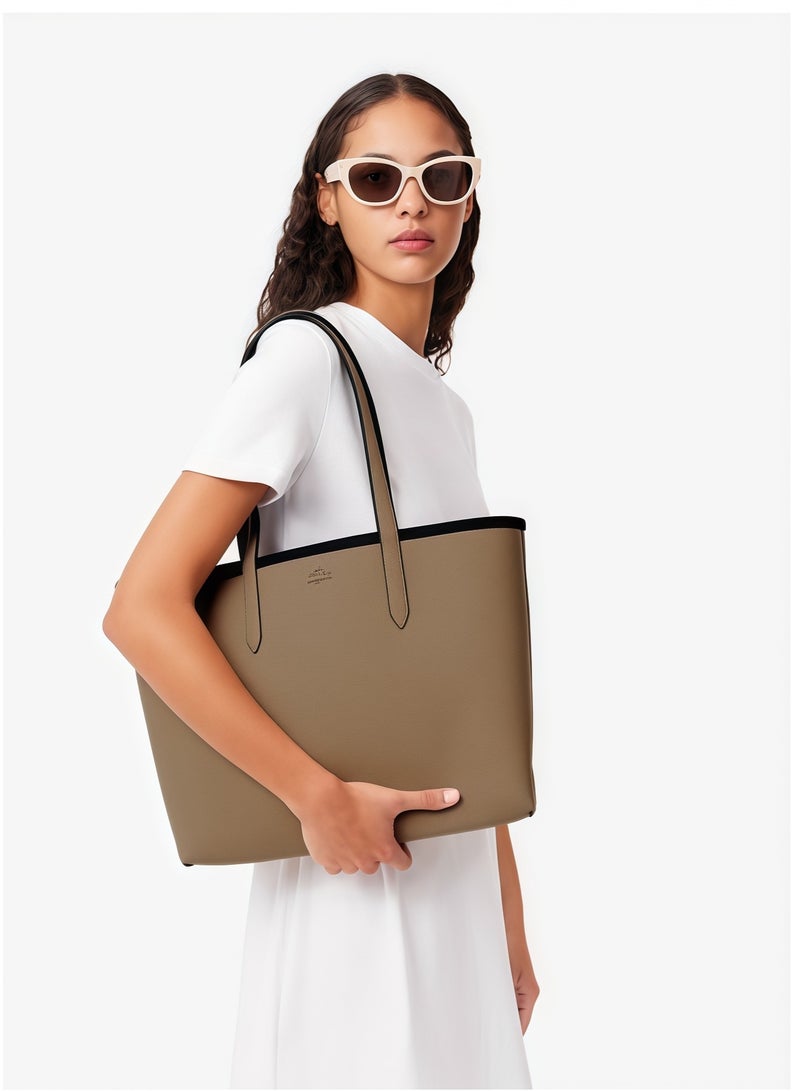 Lacoste Women's Double sided Two tone Large Capacity Handbag, Fashionable Multi functional, Black/Brown - Image 2