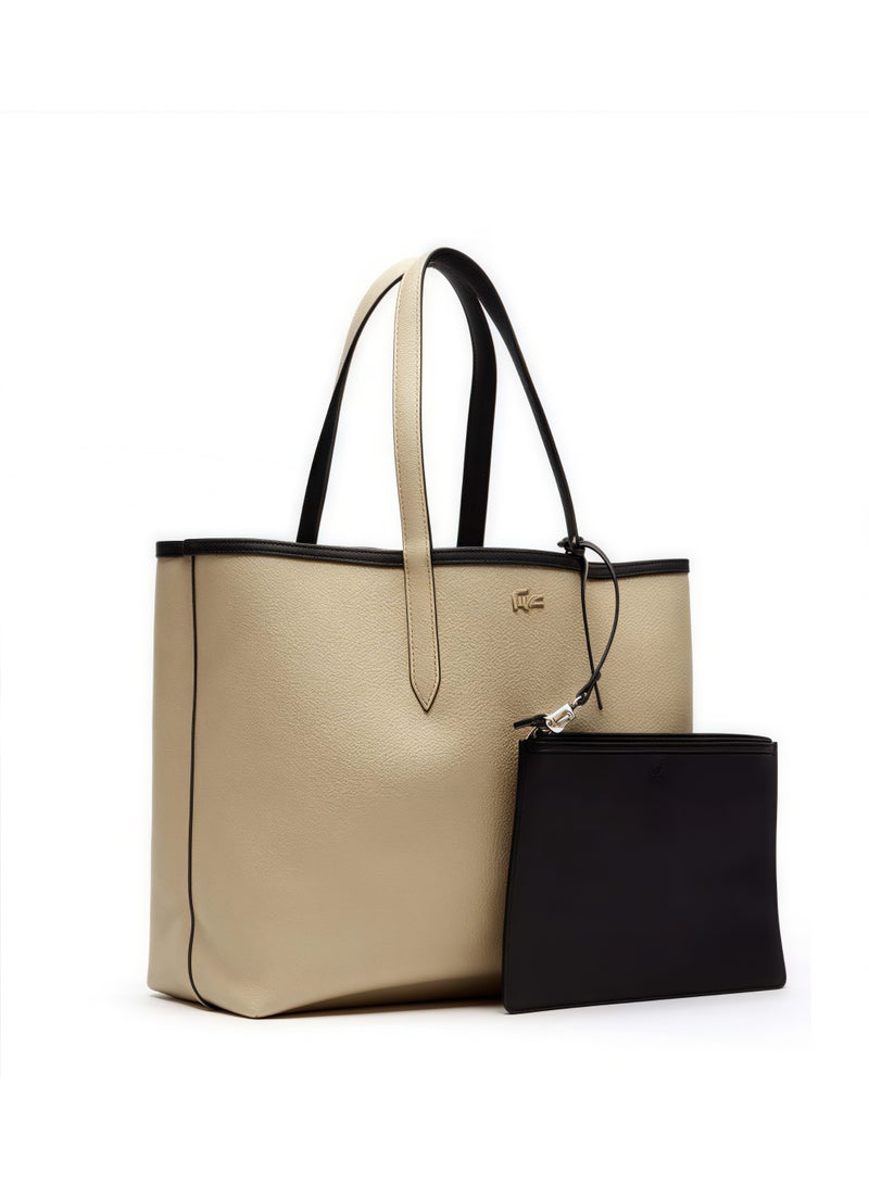 Lacoste Women's Double sided Two tone Large Capacity Handbag, Fashionable Multi functional, Black/Brown - Image 4
