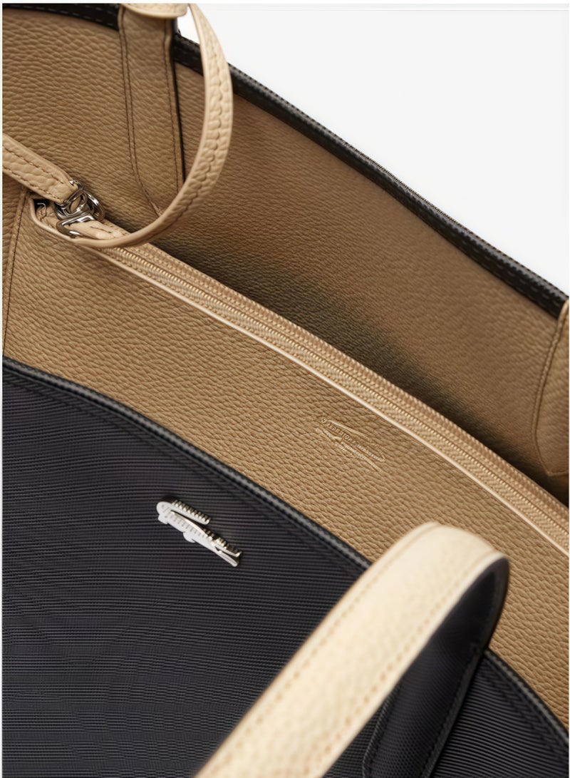 Lacoste Women's Double sided Two tone Large Capacity Handbag, Fashionable Multi functional, Black/Brown - Image 5